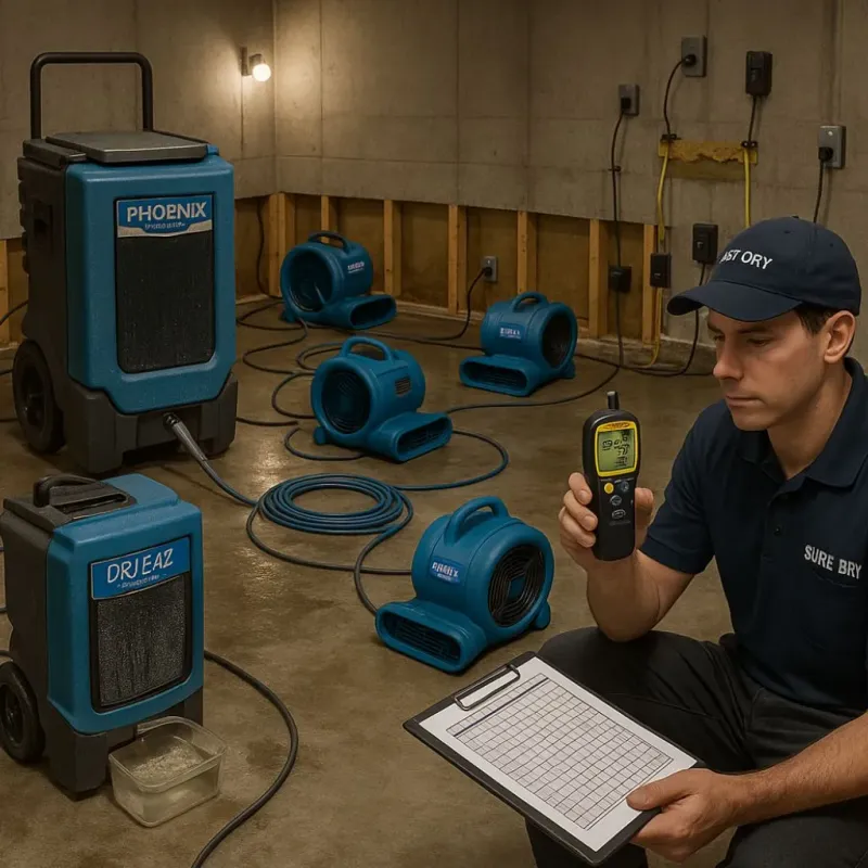 Structural Drying and Dehumidification process in Union, ME